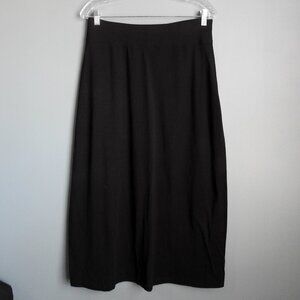Jane Ashley Solid Black Maxi Boho Long Skirt Cotton Petite Ladies Medium